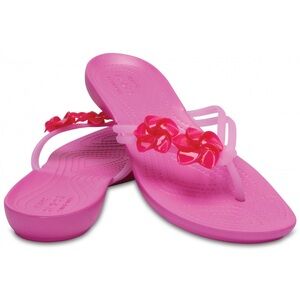 Iconic Crocs Isabella Carnation Thong Women Flip Flop in Pink Women Size 8